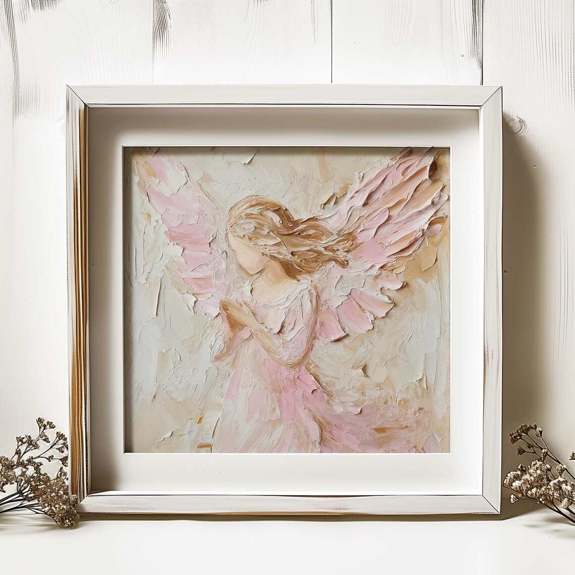 Christmas Angel Oil Painting, Religious Art Print - Image 4