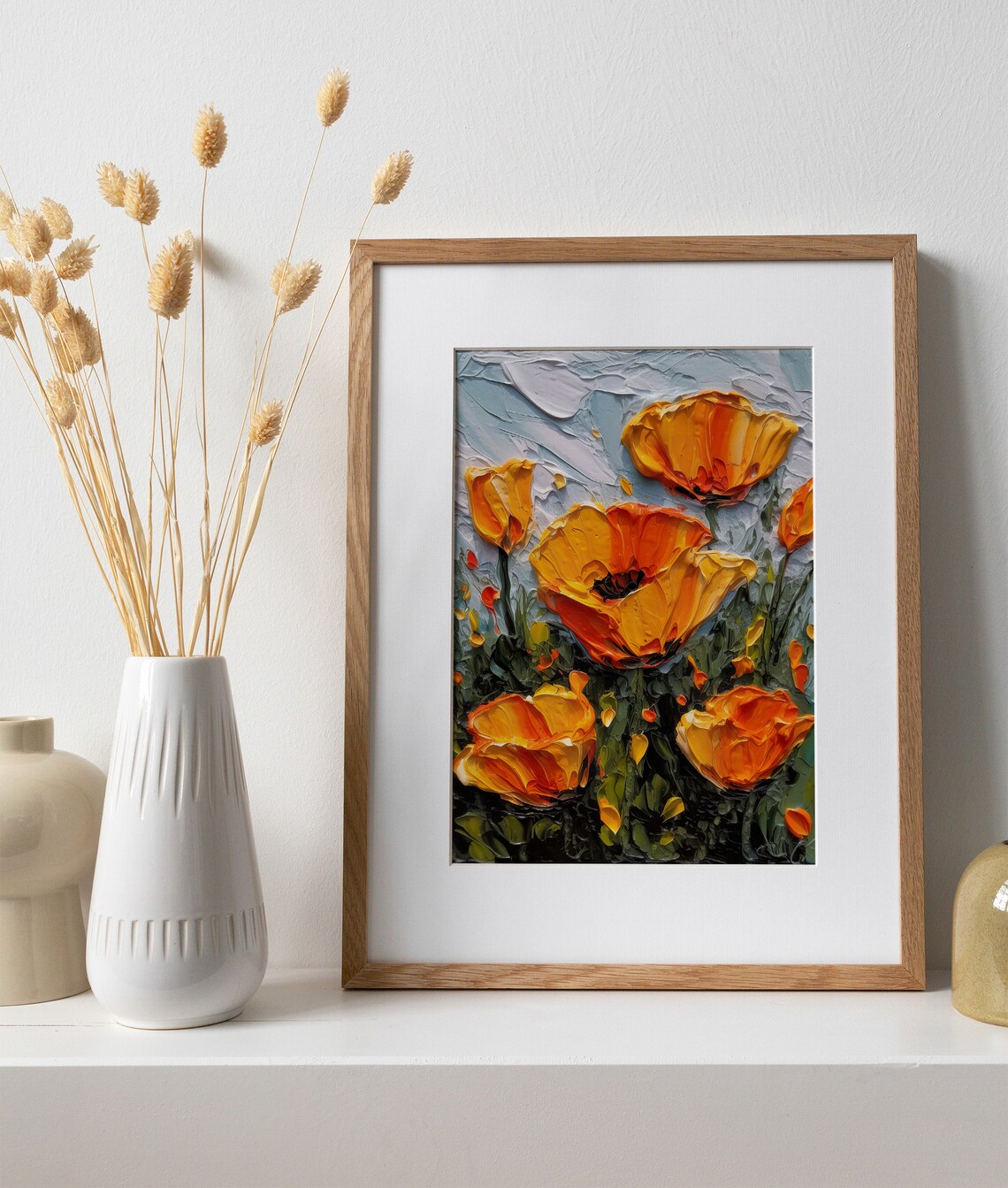 California Poppy Oil Painting, Wildflower Art Print - Image 3