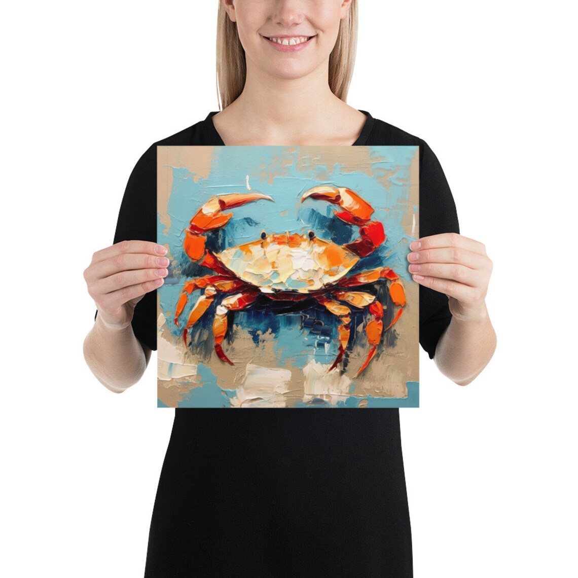 Crab Oil-Painting Style Art Print, Sea Life Decor - Image 2