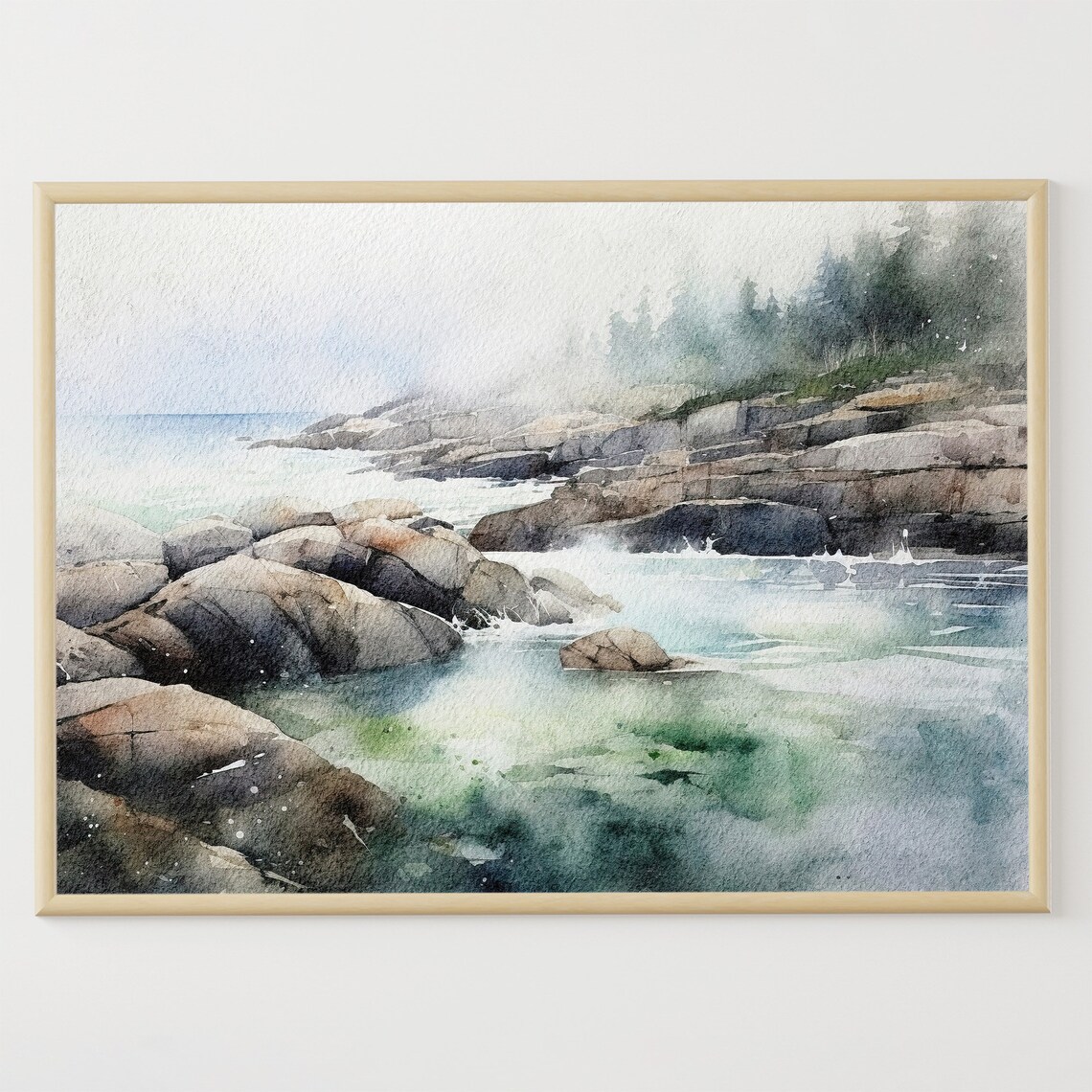 Acadia National Park, Maine Coast Watercolor Poster