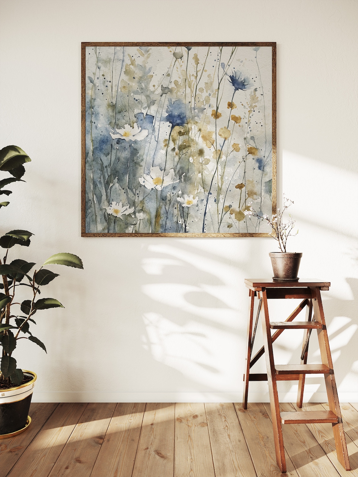 Wildflowers Watercolor Meadow Art Print, Neutral Floral - Image 2