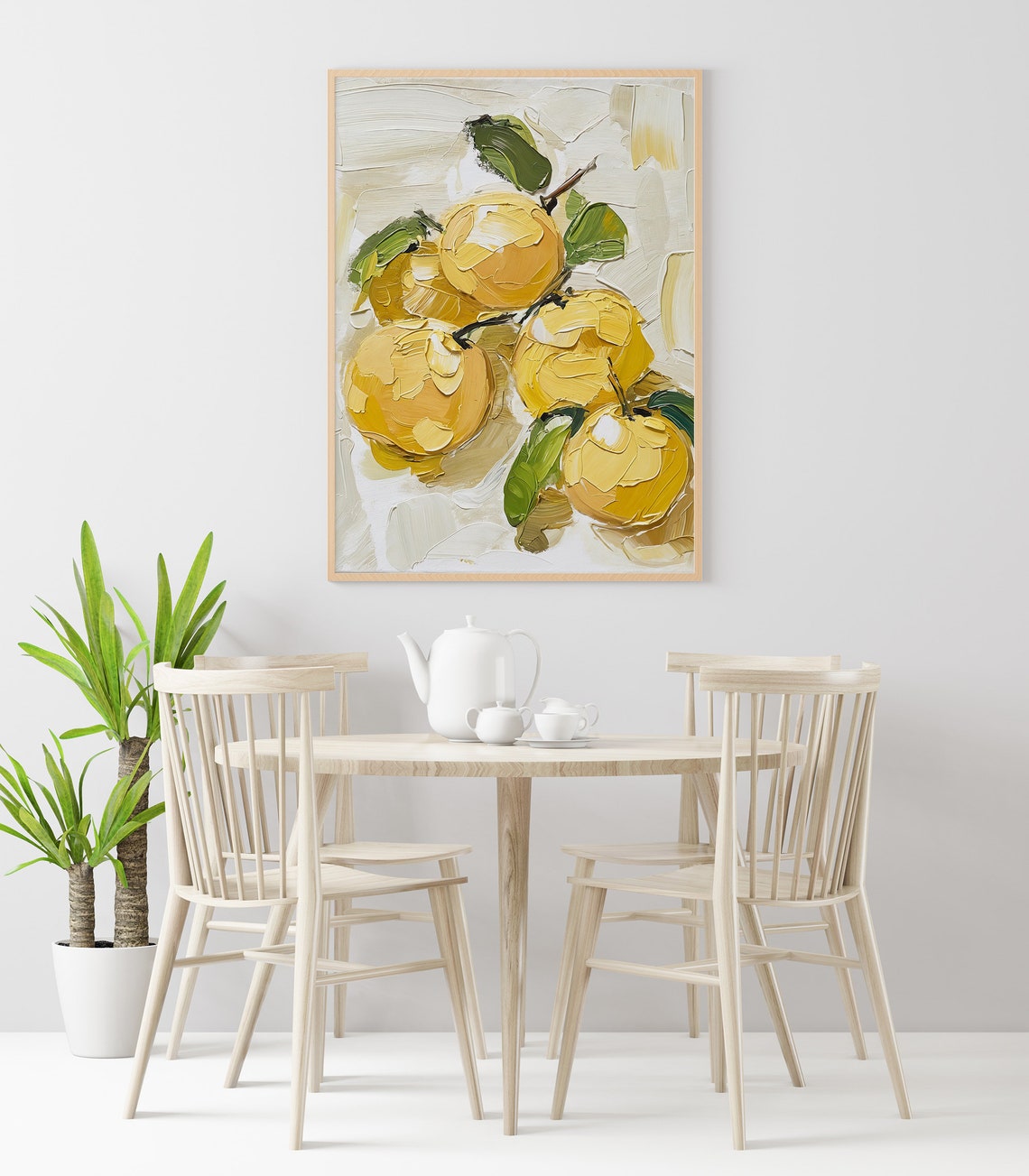 Yellow Plums Branch Impasto Oil Fruit Still Life Kitchen Art Print - Image 5