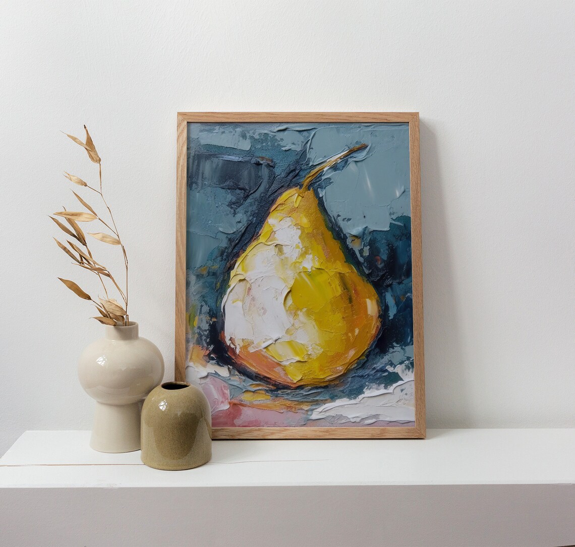 Pear Oil-Painting-Style Fruit Art Print for Kitchen - Image 4