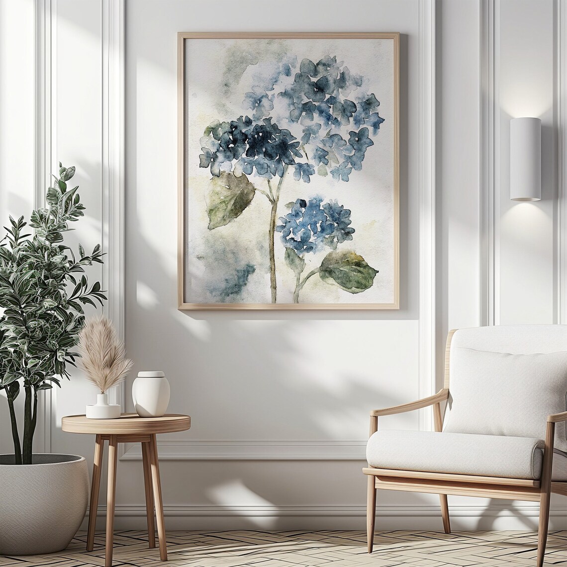 Hydrangea Watercolor Floral Art Print, Neutral Botanical - Image 5
