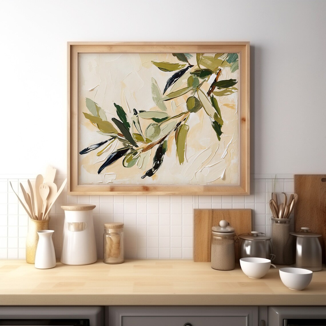 Olives Botanical Art Print, Farmhouse Kitchen Decor - Image 2