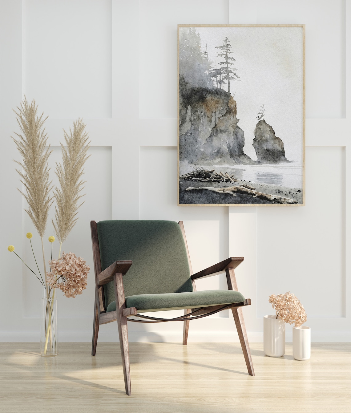 Oregon Coast Watercolor Art Print, Coastal Cliffs - Image 4