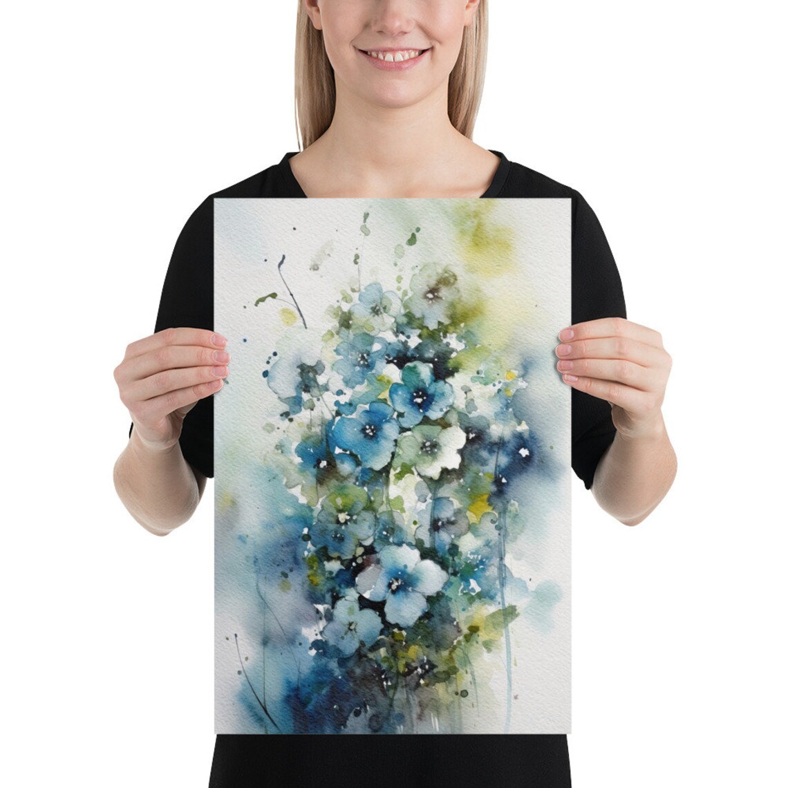 Forget Me Not Watercolor Wildflowers, Botanical Art Print - Image 2