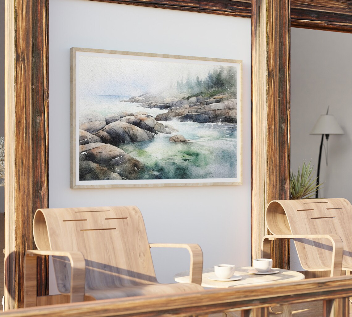 Acadia National Park, Maine Coast Watercolor Poster - Image 3
