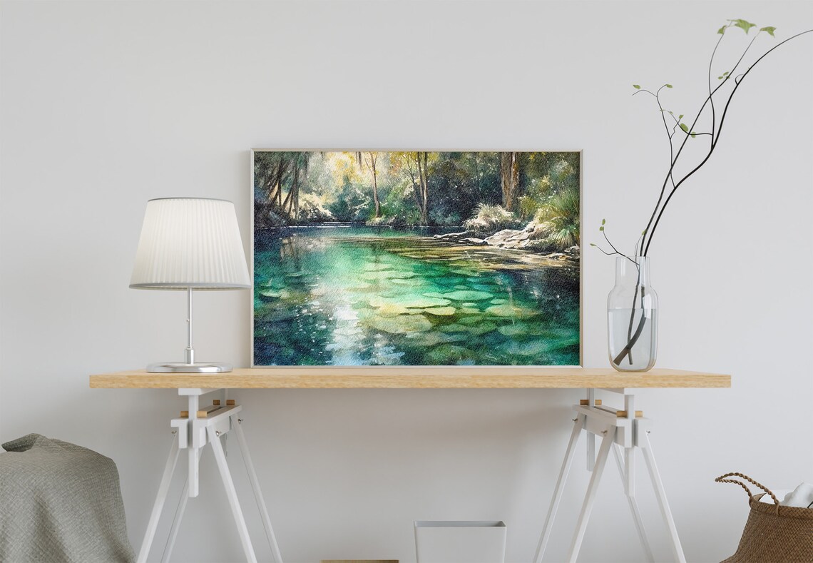 Crystal River, Florida Watercolor Landscape Art Print - Image 3