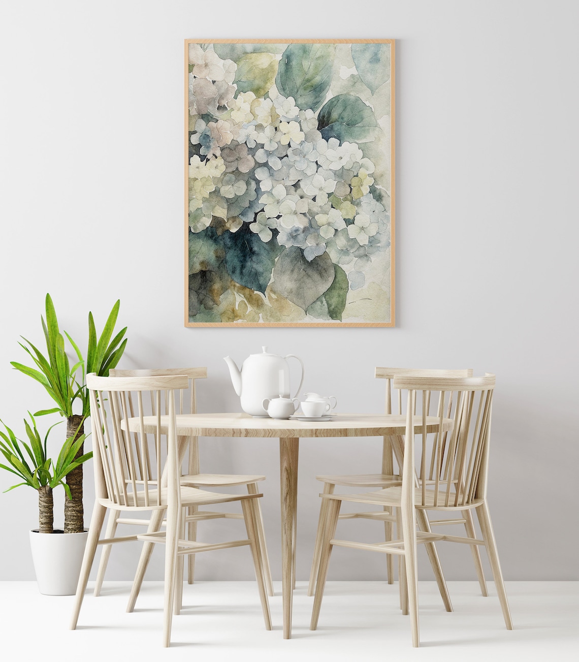 Blue Hydrangea Watercolor Floral Art Print - Image 3