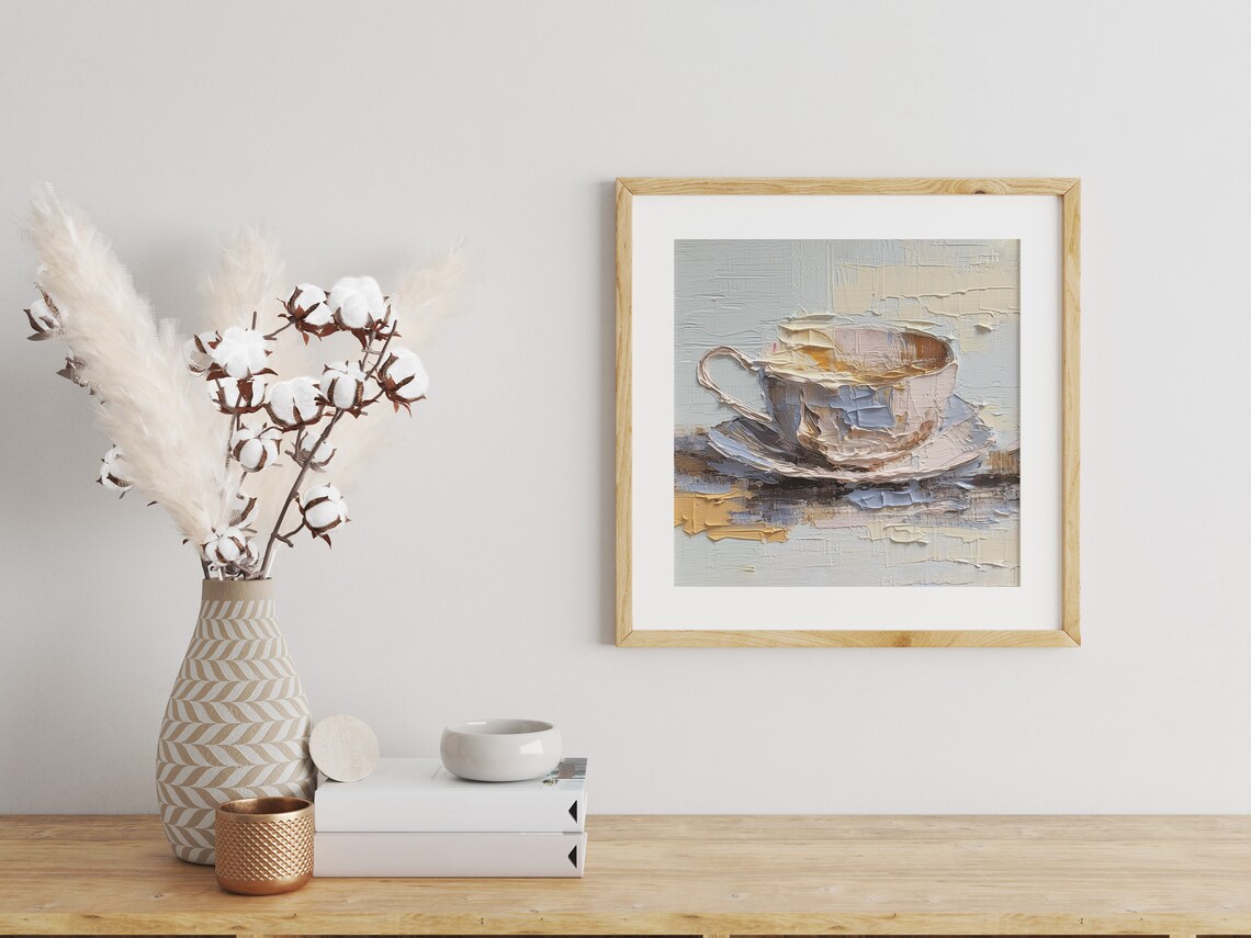 Coffee Cup Oil-Painting-Style Kitchen Art Print - Image 3