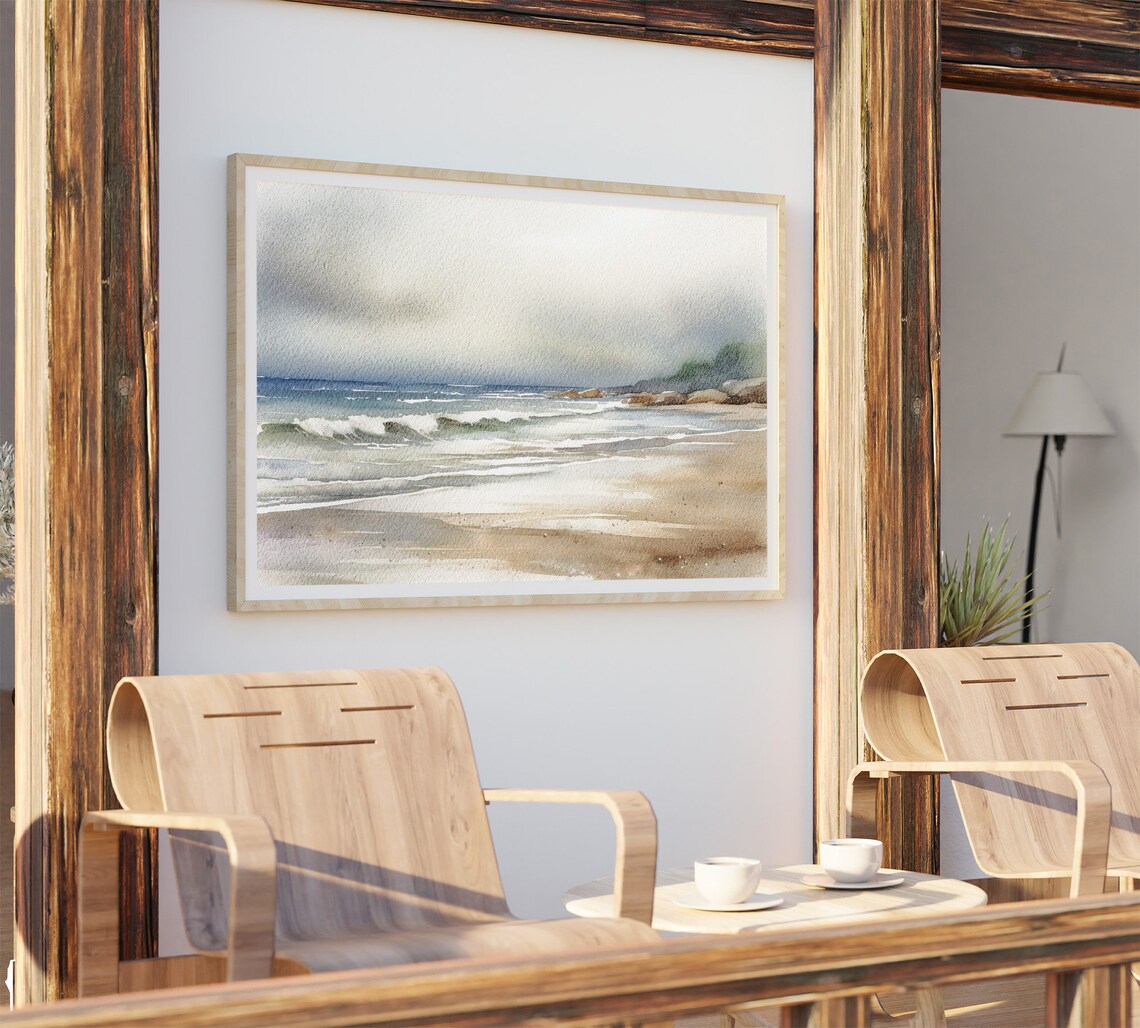 Seascape Watercolor Ocean Beach Poster, Coastal Art - Image 5