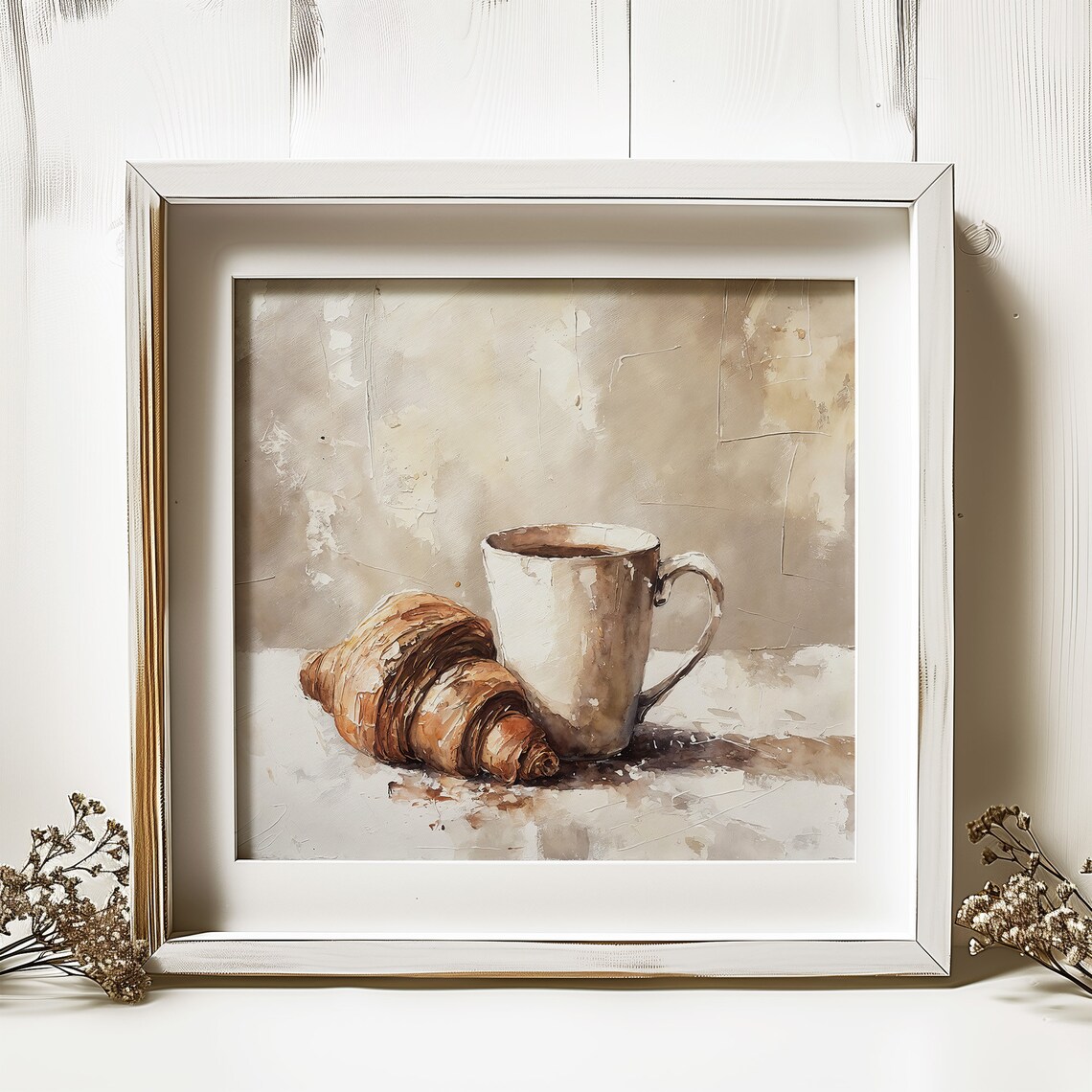 Croissant And Coffee Still Life Poster, Kitchen Decor - Image 4