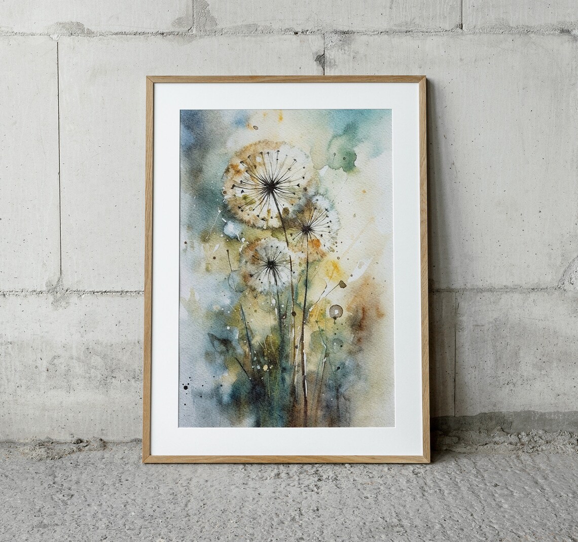 Dandelions Wildflowers Watercolor Floral Art Print - Image 4