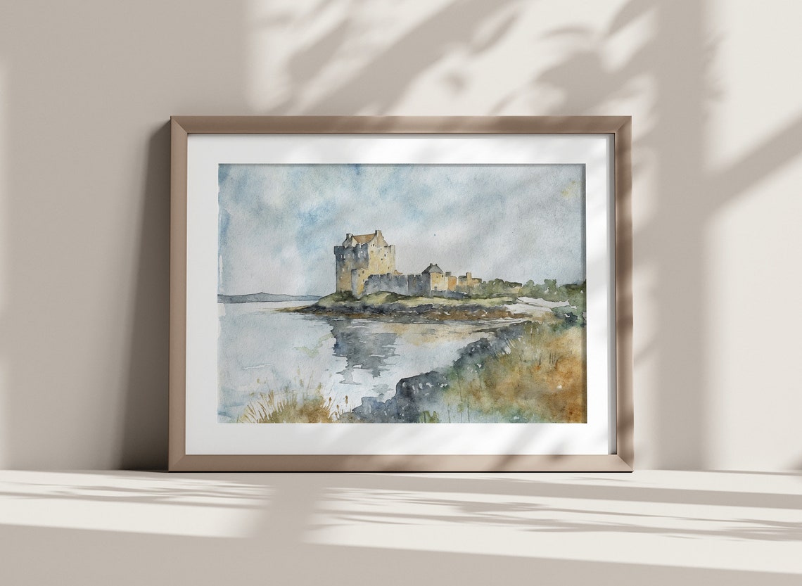 Dunguaire Castle Galway Bay Ireland Stone Castle Watercolor Poster - Image 2