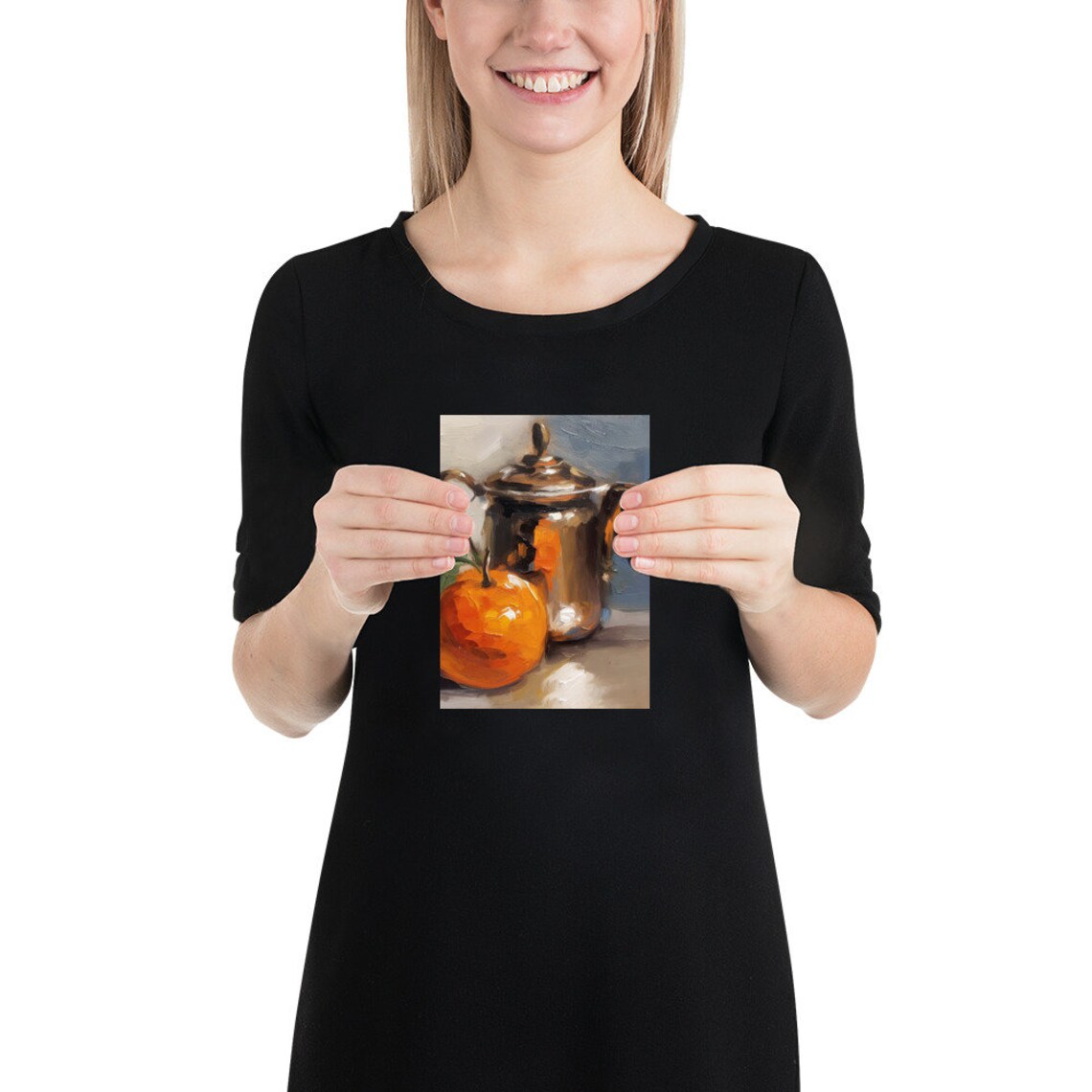 Orange Fruit Still Life Oil Painting Art Print - Image 2