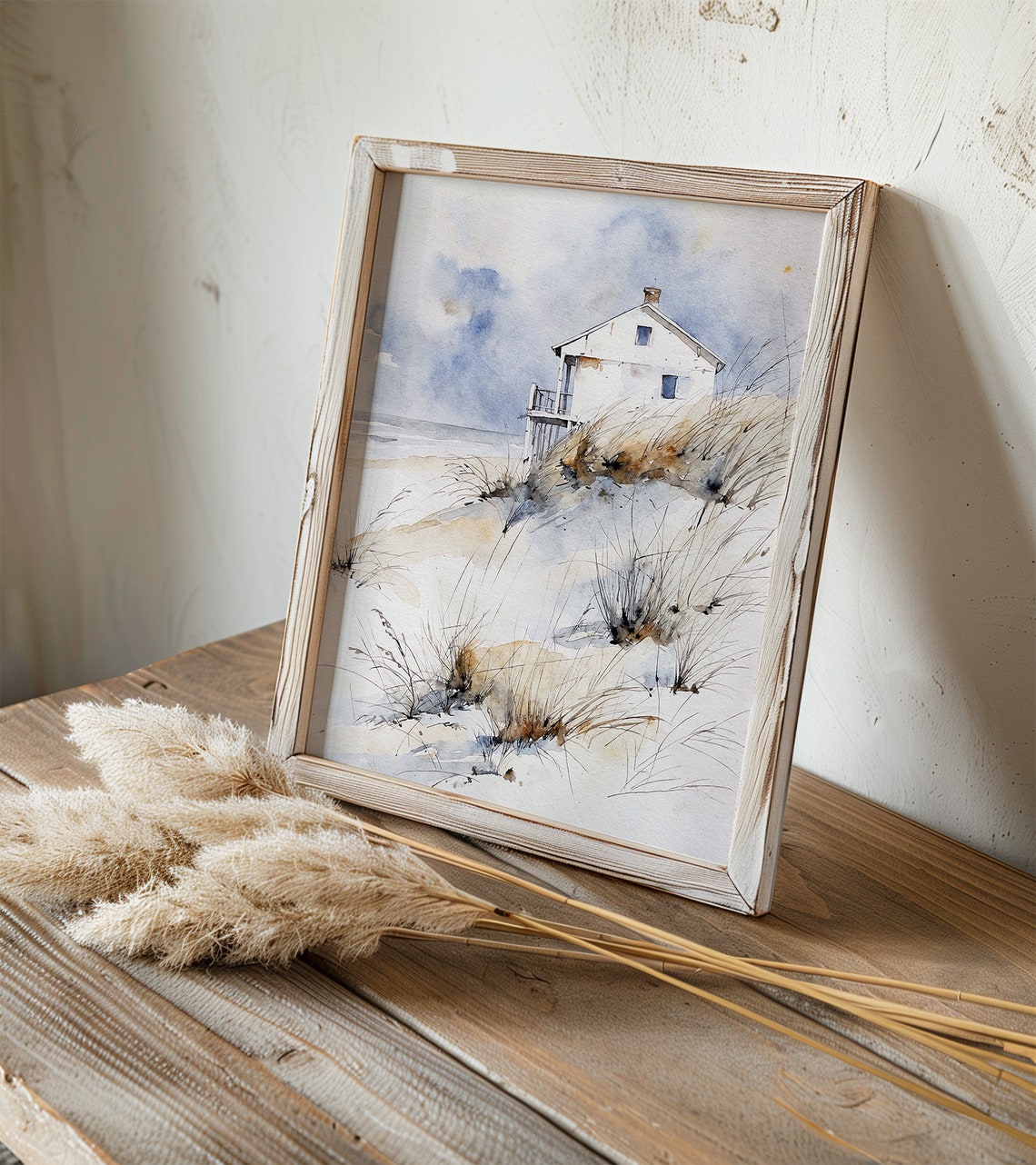 Cape Cod Beach House Sand Dunes Beach Grass Watercolor Seaside Poster - Image 2