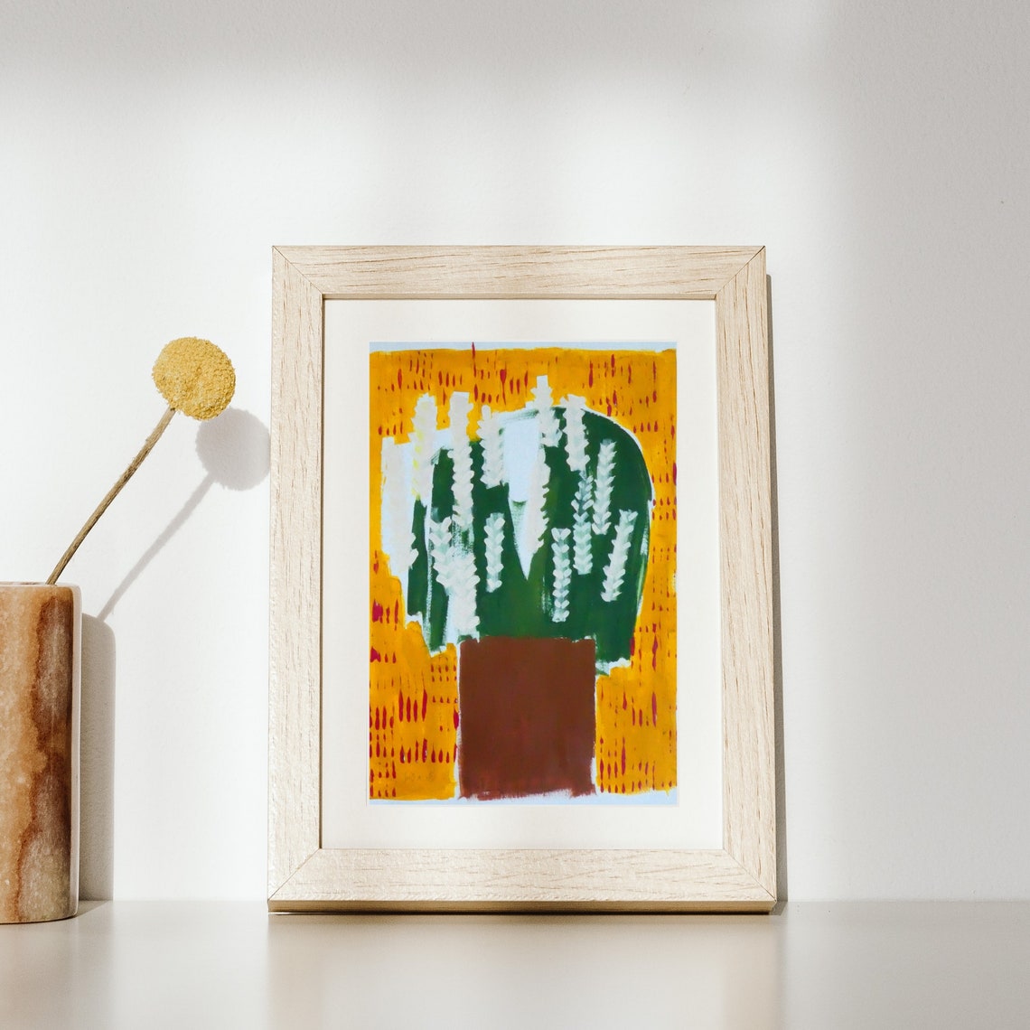 Cheerful Naive Abstract Cactus In Terracotta Pot Decor Art Poster - Image 2