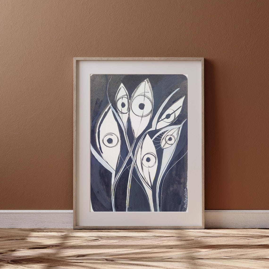 Graphic Black And White Eyes Surreal Abstract Modern Art Poster