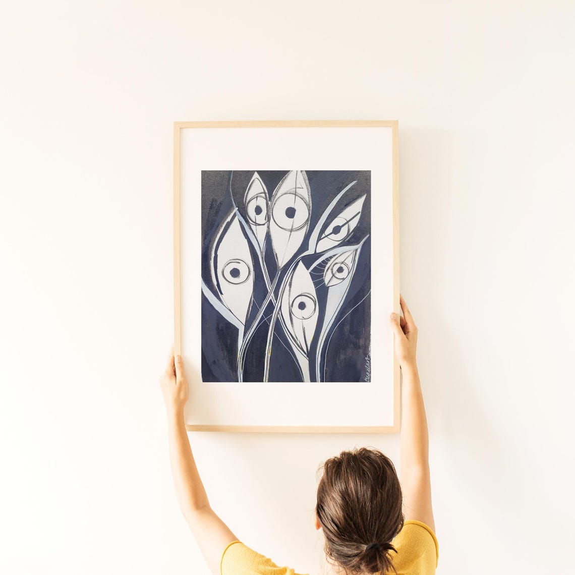 Graphic Black And White Eyes Surreal Abstract Modern Art Poster - Image 3