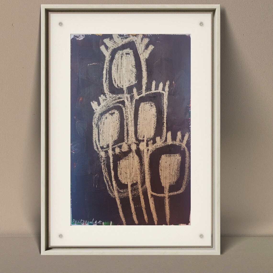 Elegant Gold Pods On Black Abstract Expressionist Painting Poster