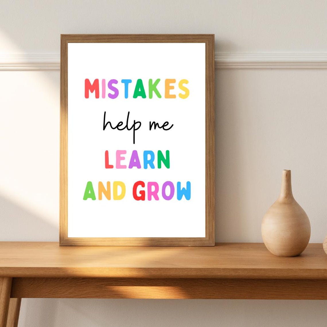 Mistakes Help Me Learn And Grow Rainbow Classroom Motivation Poster - Image 2