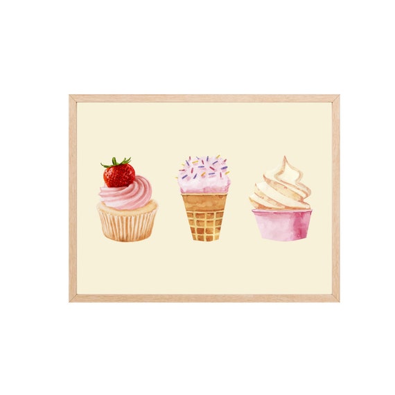 Sweets Print Cupcake Icecream Print Dessert Print Something Sweet Playroom Prints Nursery Decor Cafe Decor