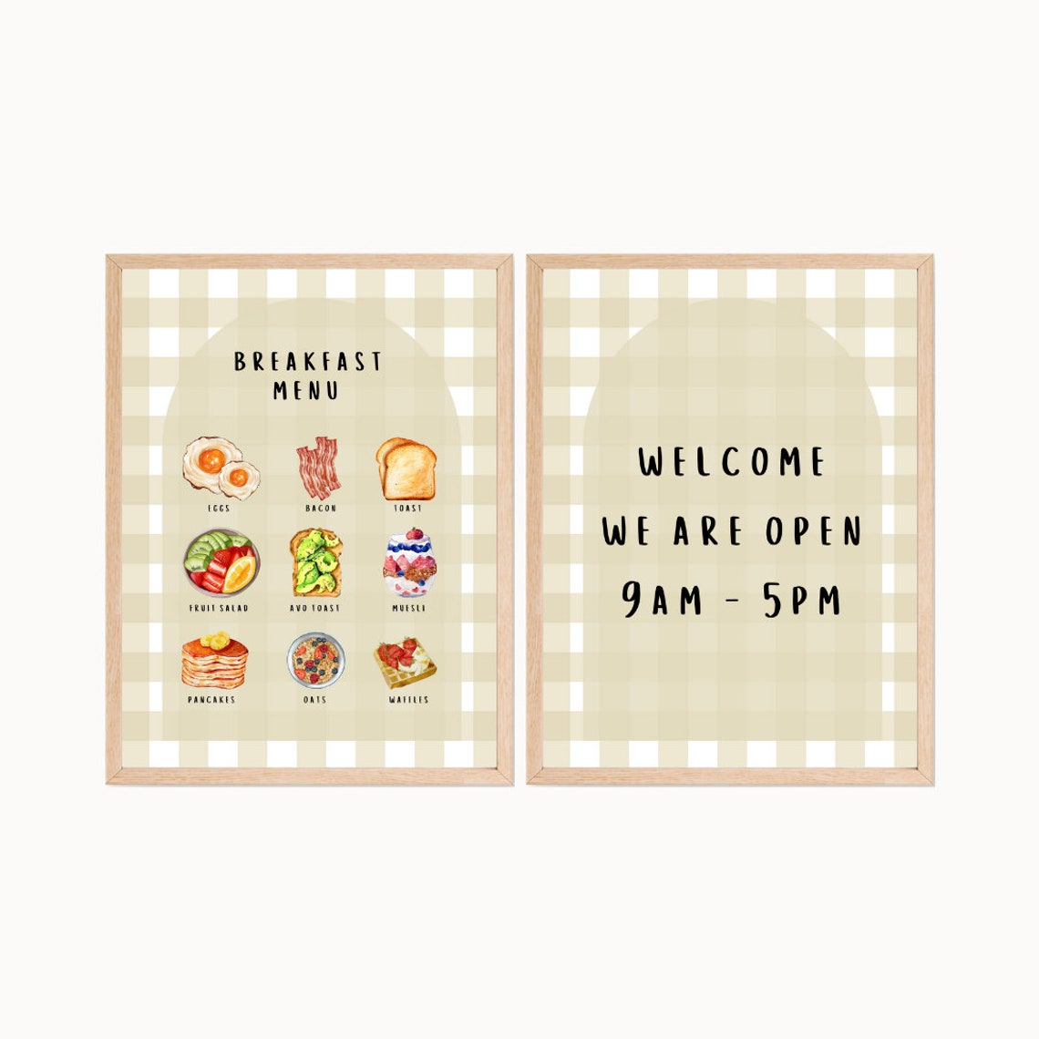 Kids Breakfast Restaurant Pretend Play Poster Set with Welcome Sign