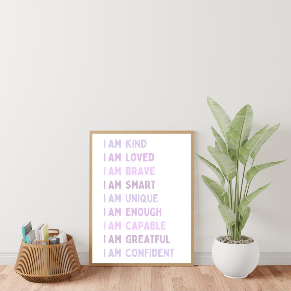 Lavender I Am Affirmations Poster For Kids Playroom Nursery Wall - Image 3