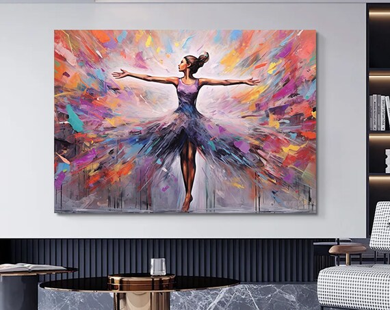 Graceful Ballerina Dancer Colorful Abstract Brushwork Poster