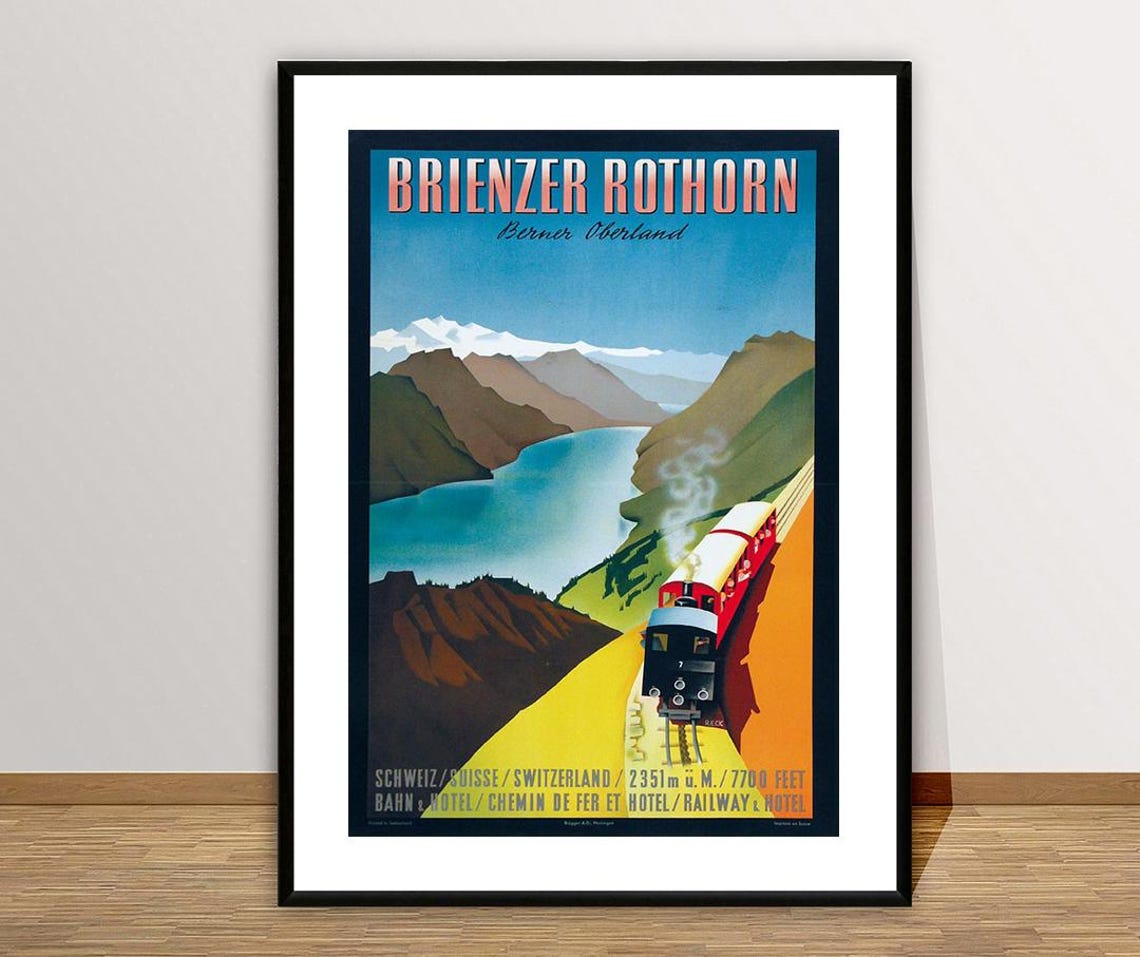 Brienzer Rothorn Switzerland Vintage Alpine Railway Travel Poster - Image 3