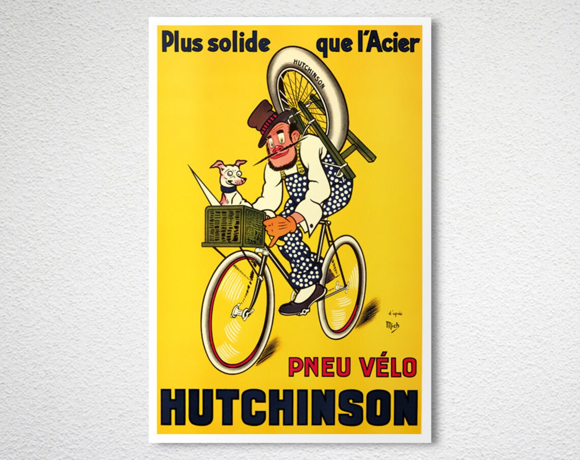 Hutchinson Pneu Velo Bicycle Tire Clown Vintage French Ad Poster - Image 2