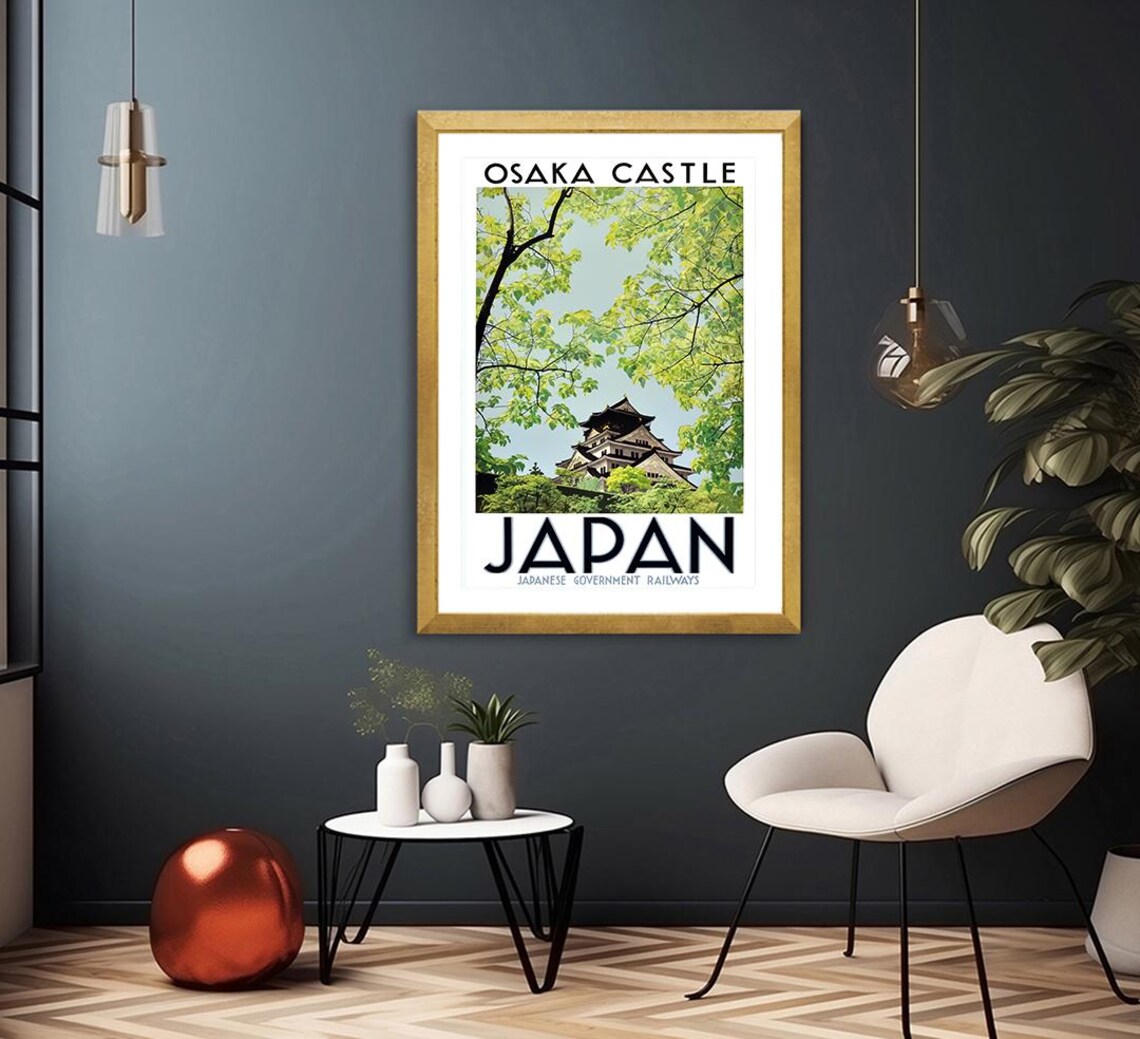 Osaka Castle Japan Vintage Travel Poster - Image 2