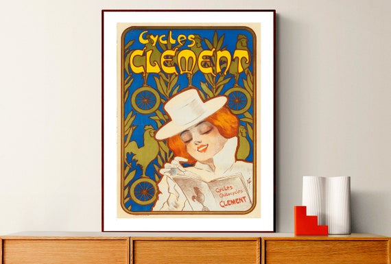 Cycles Clement Vintage Bicycle Poster Retro Cycle Poster Sport Poster Wall Decor