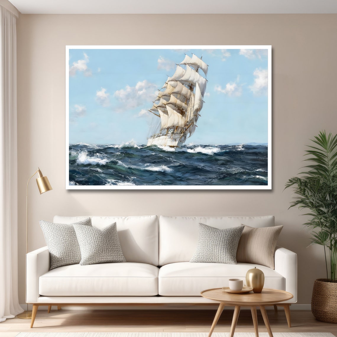 Sail Of Dreams Nautical Art Sailing Ship Painting Ocean Wall Decor Ready To Hang - Image 6
