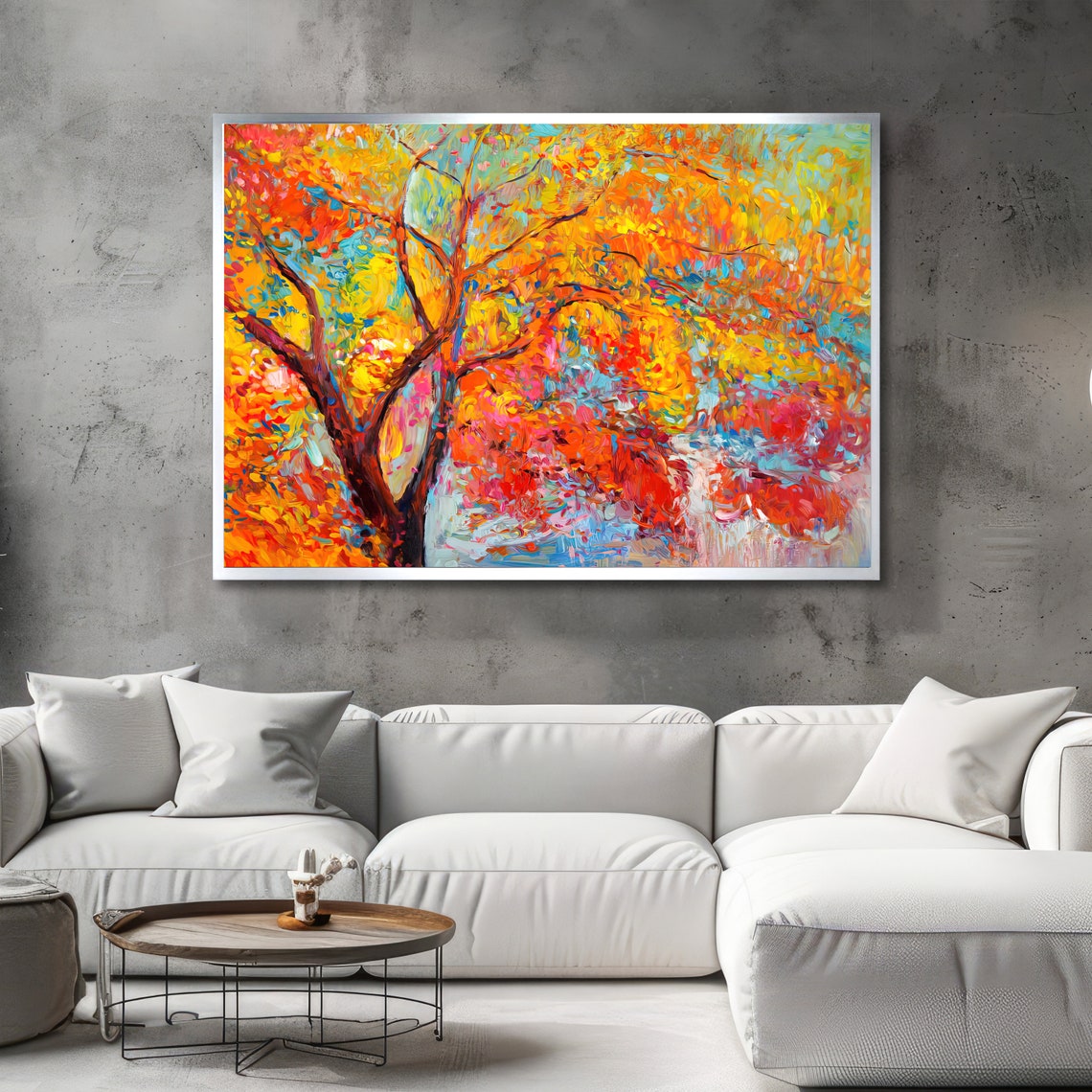Autumn Blaze Vibrant Abstract Tree in Fall Foliage Colors Poster - Image 2