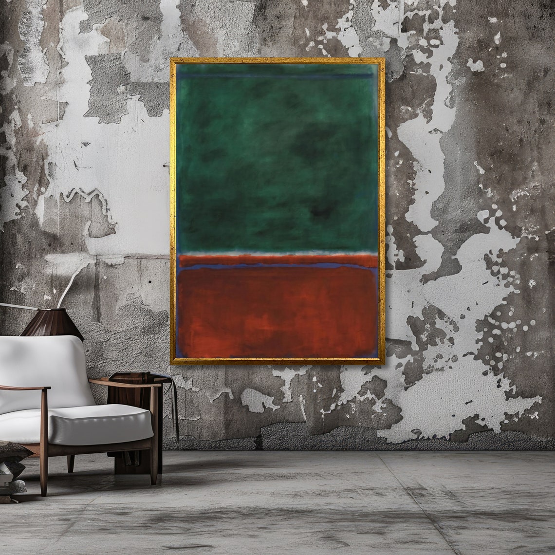 Forest Green and Rust Red Rothko-Inspired Color Field Poster - Image 3