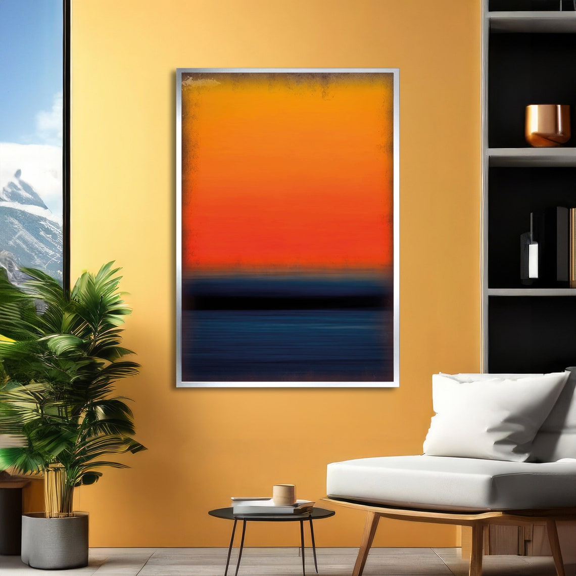 Rothko-Style Sunset Gradient Orange to Deep Blue Ocean Abstract Poster - Image 2