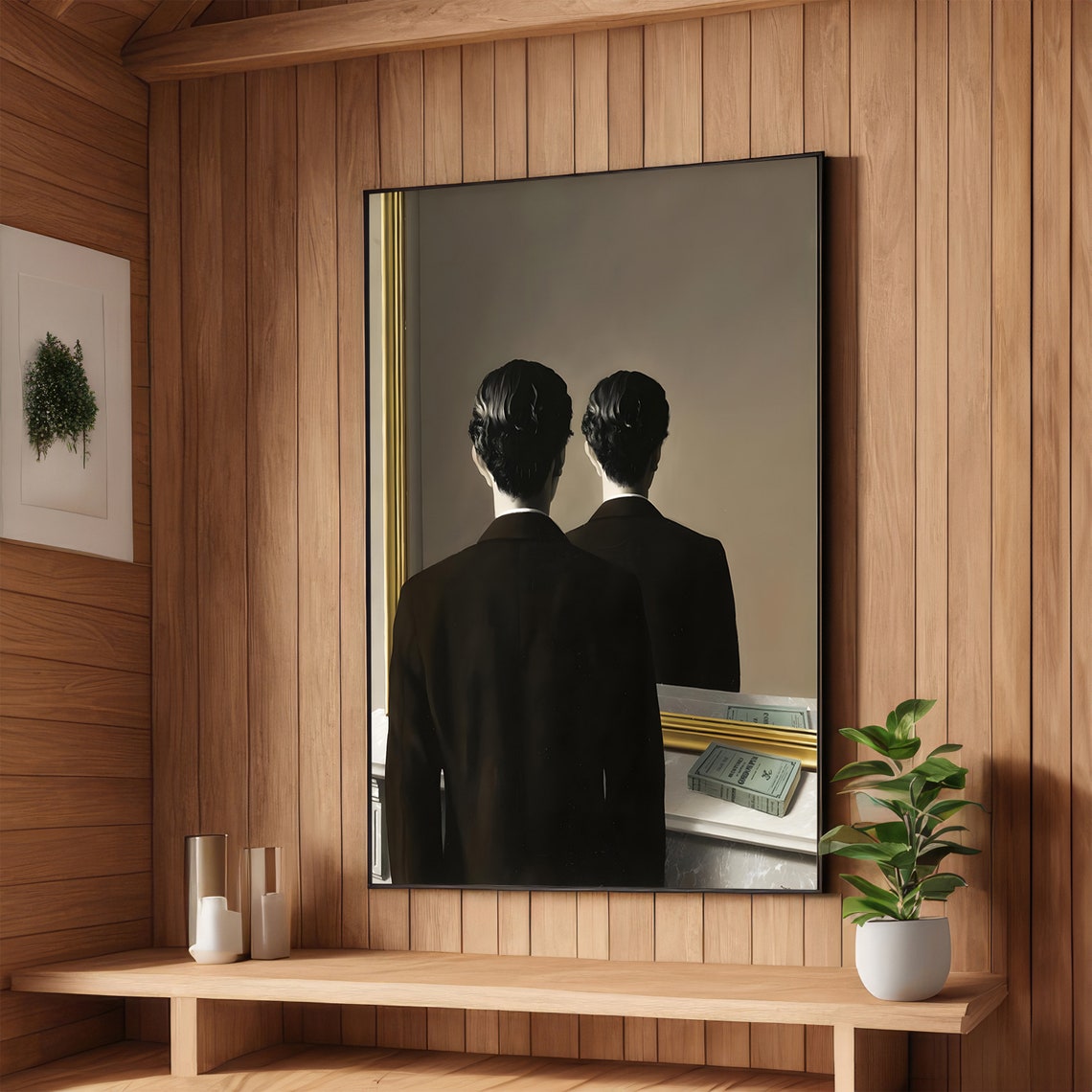 Magritte Not to Be Reproduced Man Facing Mirror Surreal Poster