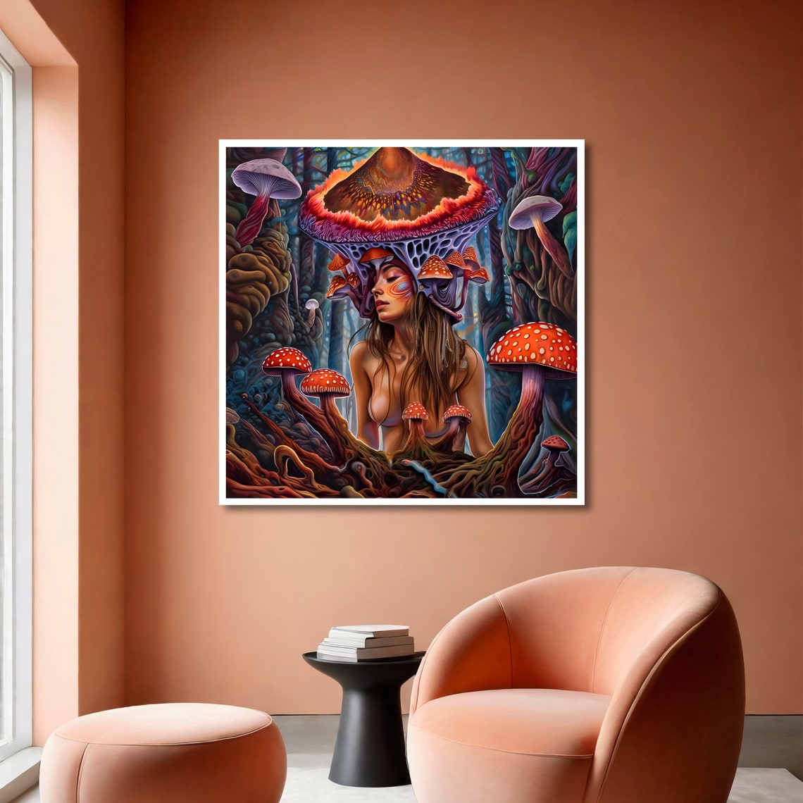 Mushroom Goddess Psychedelic Forest Fantasy Portrait Art Poster - Image 6