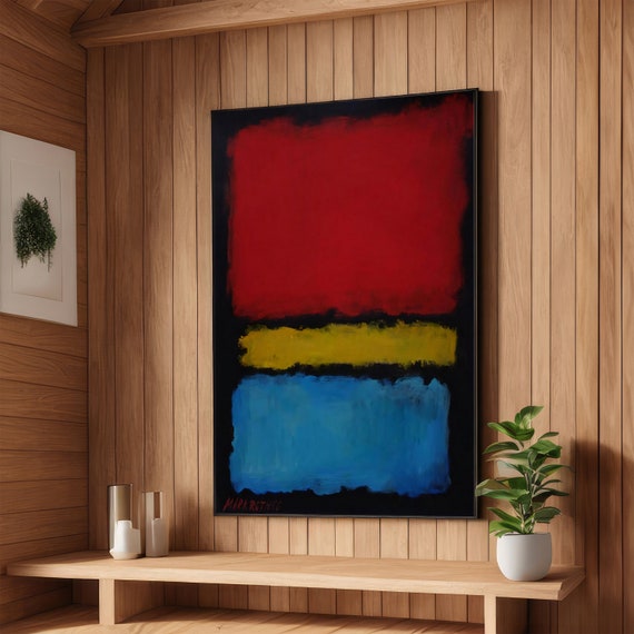 Vibrant Red Yellow And Blue Abstract Rothko Inspired Art Bold Wall Decor Ready To Hang