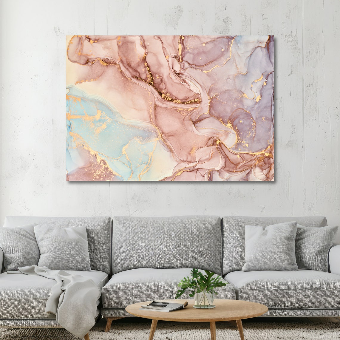 Blush Mauve and Gold Pastel Marble Elegance Modern Artwork Poster - Image 5
