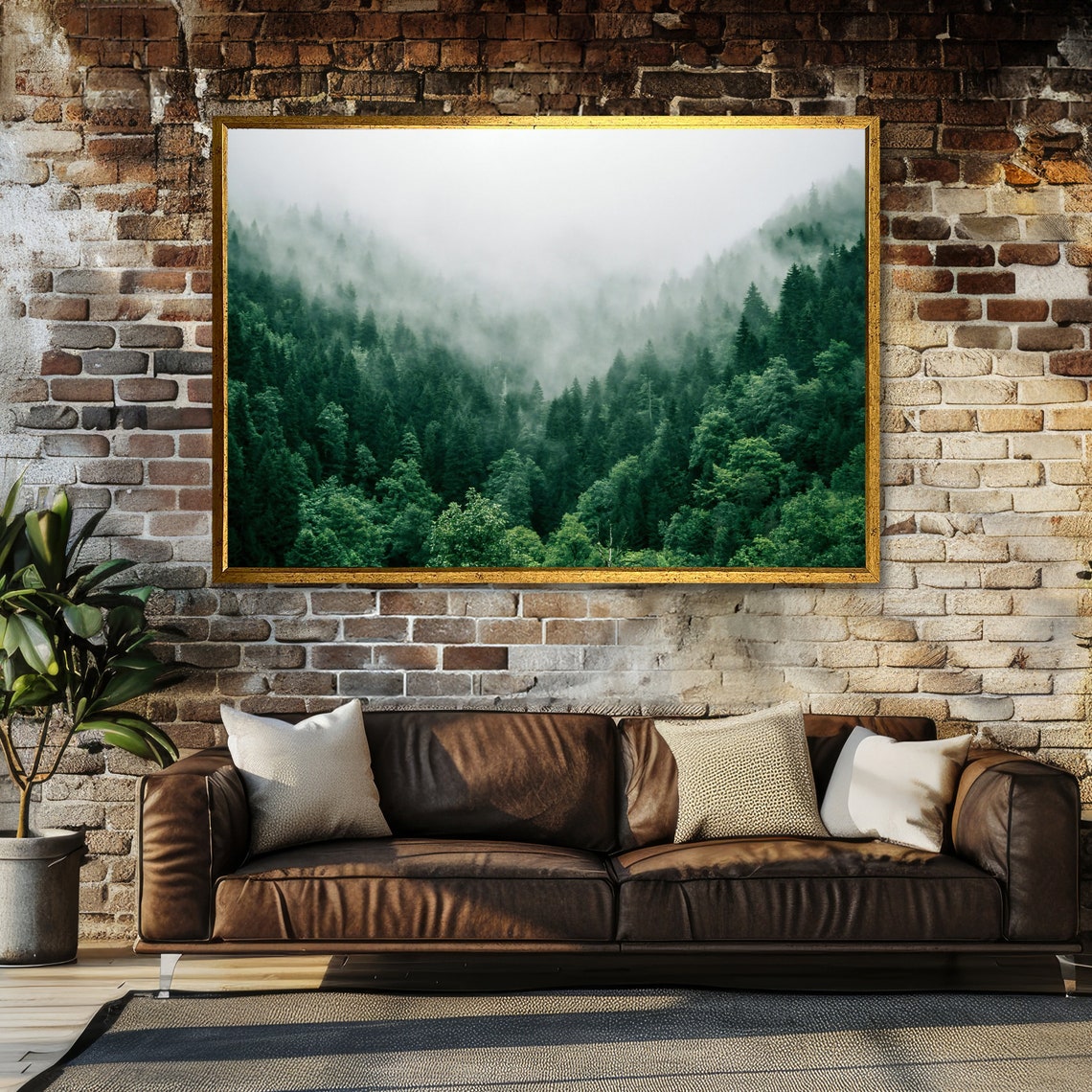 Enchanted Forest Mist Serene Nature Art Misty Forest Landscape Ready To Hang - Image 3