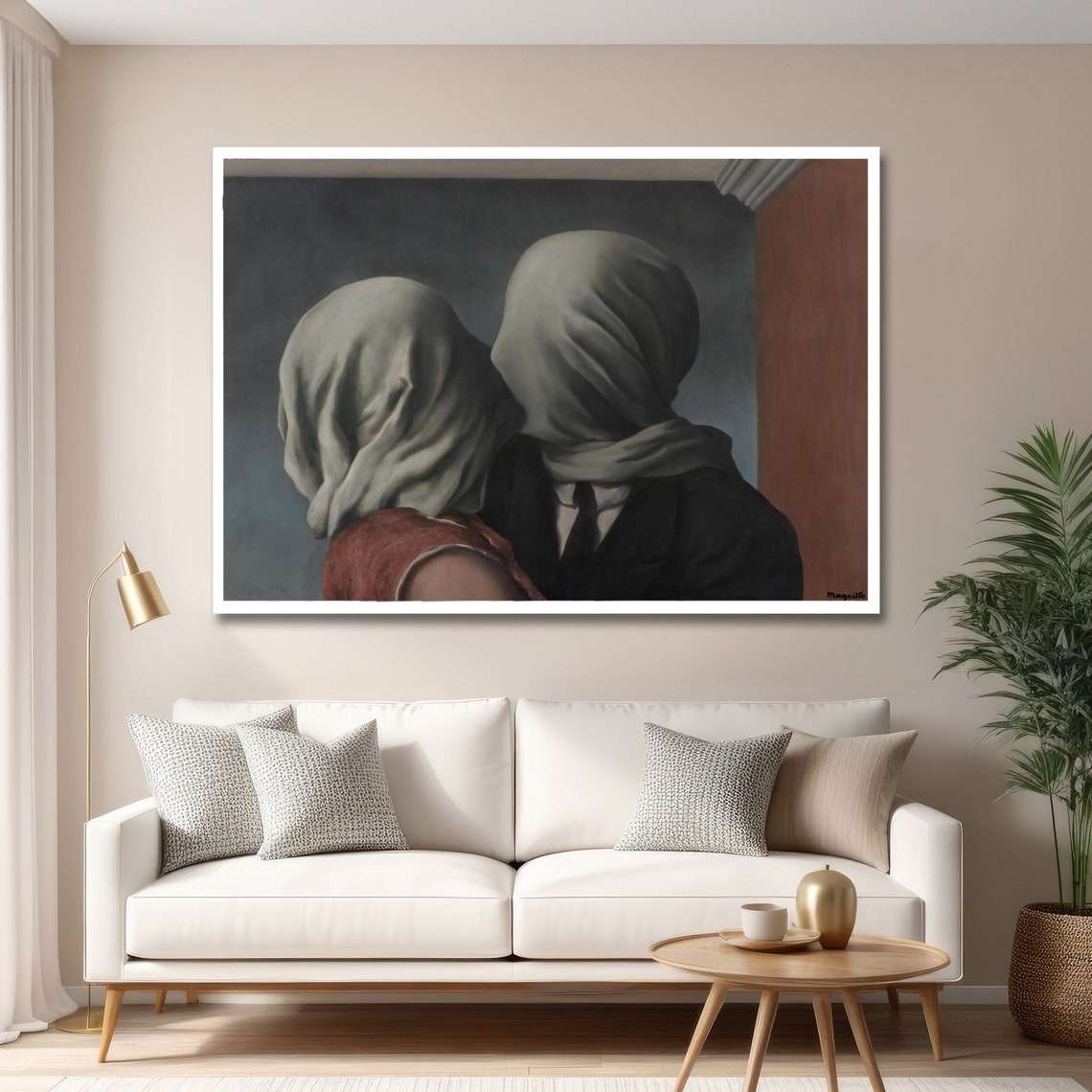 Magritte The Lovers Veiled Couple Embracing in Blue Surreal Poster - Image 6