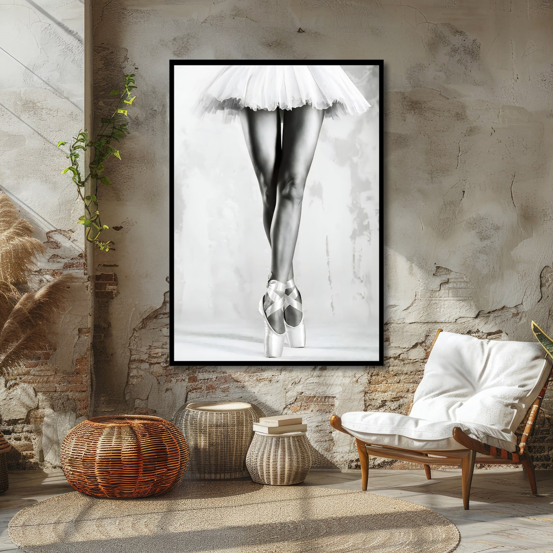 Ballerina En Pointe Legs White Tutu Monochrome Ballet Poster - Image 6