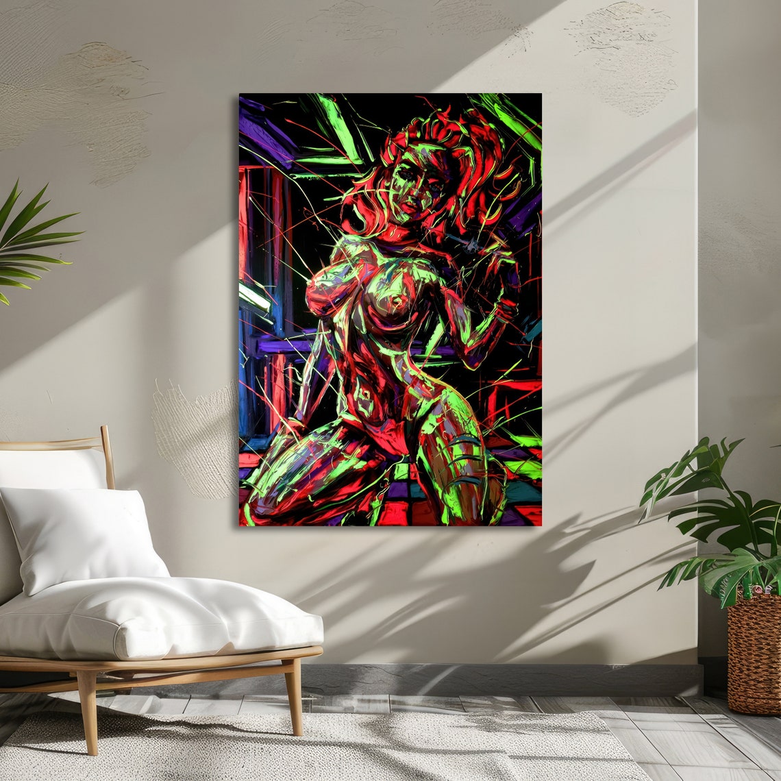 Neon Censored Woman Graffiti Blacklight Bold Modern Pop Art Poster - Image 5