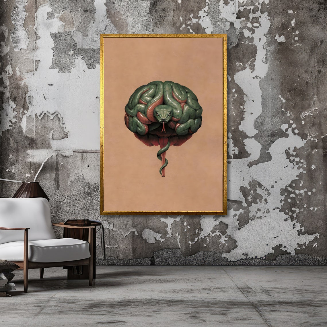 Brain With a Snake in a Reptilian Mind Surreal Illustration Poster - Image 5