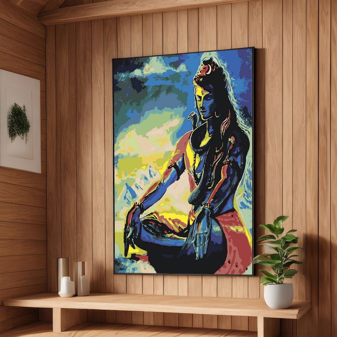 Meditating Shiva Colorful Hindu God Spiritual Pop Art Poster
