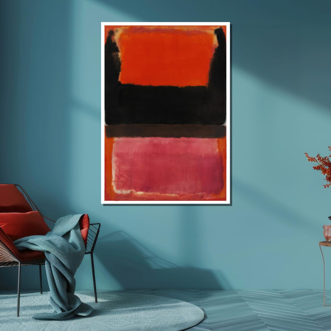 Abstract Rothko Inspired Color Field Bold Black and Red Orange Poster - Image 6