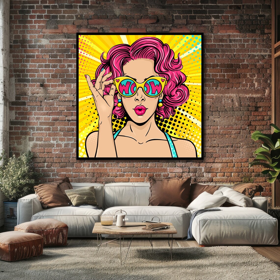 Retro Pop Art Pink Hair WOW Sunglasses Portrait Glamour Poster - Image 4